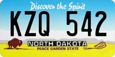 ND license plate KZQ542