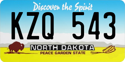 ND license plate KZQ543
