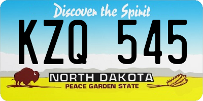ND license plate KZQ545