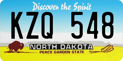 ND license plate KZQ548