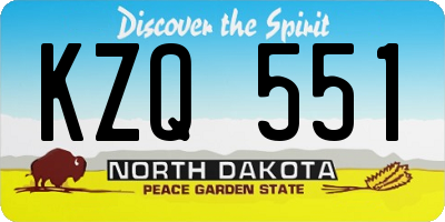 ND license plate KZQ551