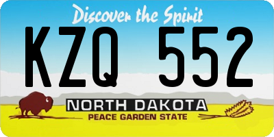 ND license plate KZQ552
