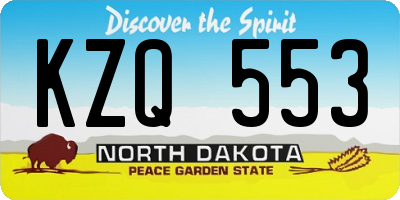 ND license plate KZQ553