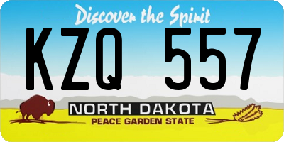 ND license plate KZQ557