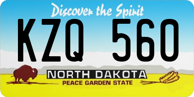 ND license plate KZQ560