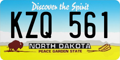 ND license plate KZQ561