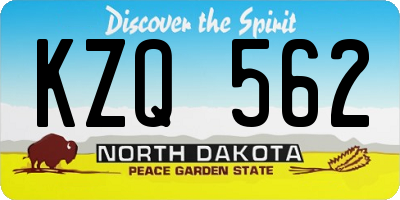 ND license plate KZQ562