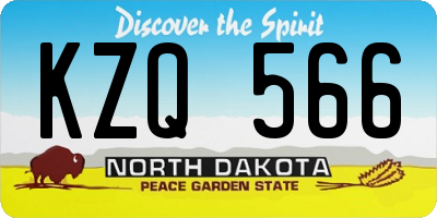 ND license plate KZQ566