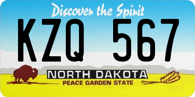 ND license plate KZQ567