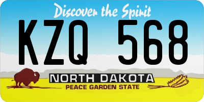 ND license plate KZQ568