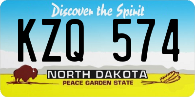 ND license plate KZQ574