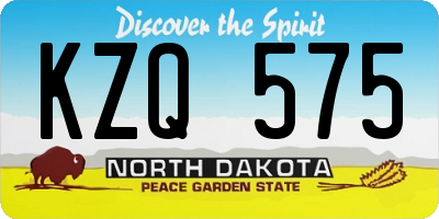 ND license plate KZQ575
