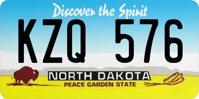 ND license plate KZQ576