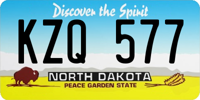 ND license plate KZQ577