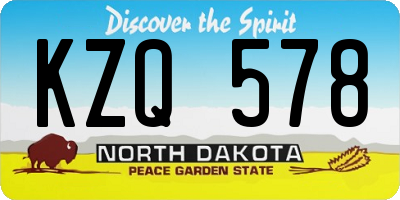 ND license plate KZQ578