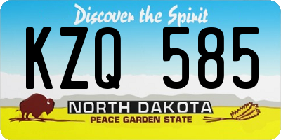 ND license plate KZQ585