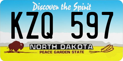 ND license plate KZQ597