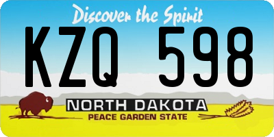 ND license plate KZQ598