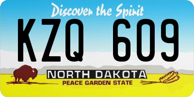 ND license plate KZQ609