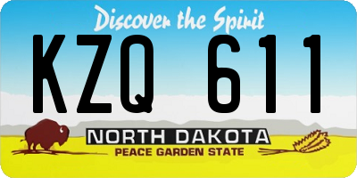 ND license plate KZQ611