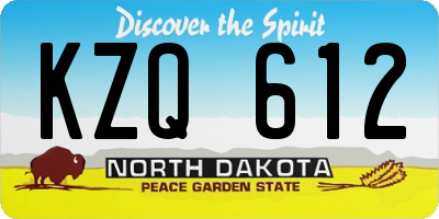 ND license plate KZQ612