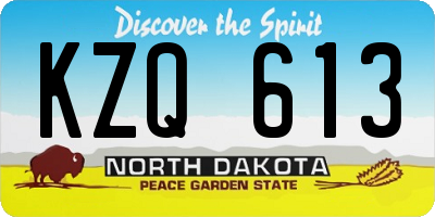 ND license plate KZQ613