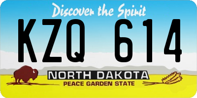 ND license plate KZQ614