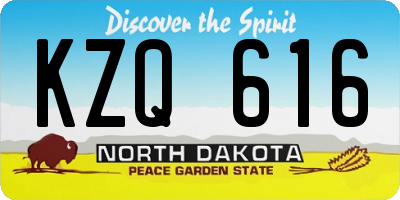 ND license plate KZQ616