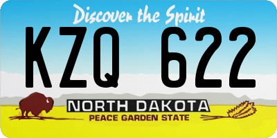 ND license plate KZQ622