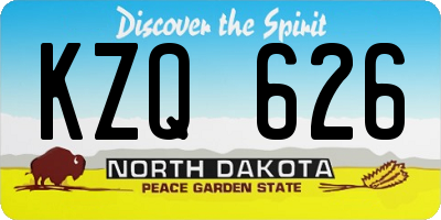 ND license plate KZQ626