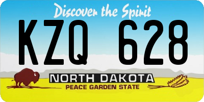 ND license plate KZQ628