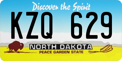 ND license plate KZQ629