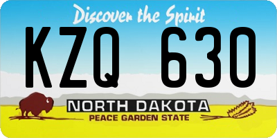 ND license plate KZQ630