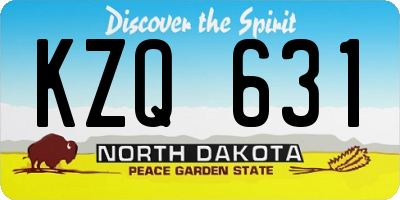 ND license plate KZQ631