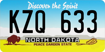 ND license plate KZQ633