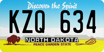 ND license plate KZQ634