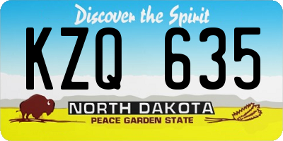 ND license plate KZQ635