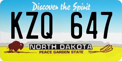 ND license plate KZQ647
