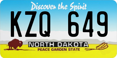 ND license plate KZQ649