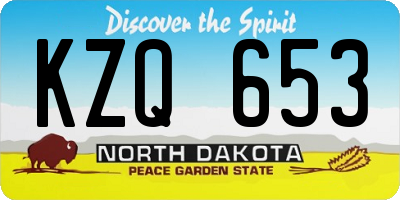 ND license plate KZQ653
