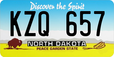 ND license plate KZQ657