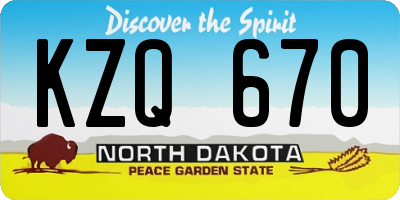ND license plate KZQ670