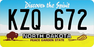 ND license plate KZQ672