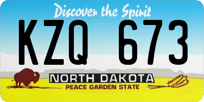 ND license plate KZQ673