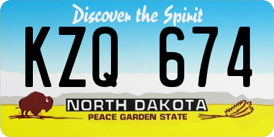 ND license plate KZQ674