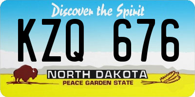 ND license plate KZQ676