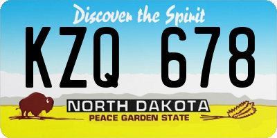 ND license plate KZQ678