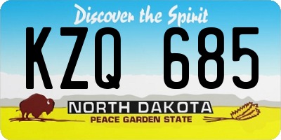 ND license plate KZQ685