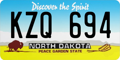 ND license plate KZQ694