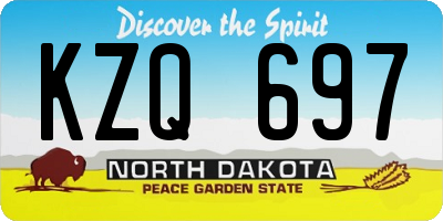 ND license plate KZQ697